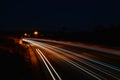 Light trails of cars on the highway