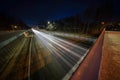 Light trails from cars on KehÃÂ¤ 1 at Helsinki captured at night with very wide angle lens and long exposure