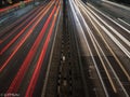 Light trails of cars at night on a Motorway or freeway Royalty Free Stock Photo