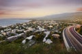 Light trails of cars on the tamarin road in Saint Paul, Reunion Island Royalty Free Stock Photo