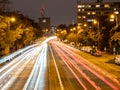 light trails on a city highway. Night city. Royalty Free Stock Photo