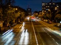 light trails on a city highway. Night city. Royalty Free Stock Photo