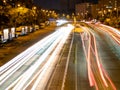 light trails on a city highway. Night city. Royalty Free Stock Photo