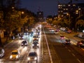 light trails on a city highway. Night city. Royalty Free Stock Photo