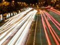 light trails on a city highway. Night city. Royalty Free Stock Photo