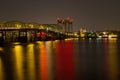 Light Trails on Columbia River Crossing Bridge Royalty Free Stock Photo