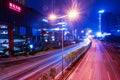 Light trails formed by city night traffic, Chongqing, China Royalty Free Stock Photo