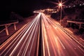 Light trails on a freeway at nigth Royalty Free Stock Photo