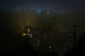 Light Trails and Haze Over Knocksink Wood at Night, Enniskerry Royalty Free Stock Photo