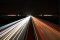 light trails on highway symmetrical Royalty Free Stock Photo