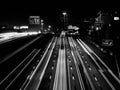 Black and White Light Trails Houston Texas Freeway Royalty Free Stock Photo