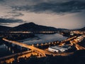 Light Trails in Kamloops British Columbia at Sunset