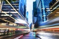 Light trails on the modern building background