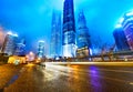 The light trails on the modern building background in shanghai Royalty Free Stock Photo