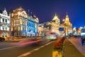 Light trails on the modern building `The Bund` background in shanghai china. Royalty Free Stock Photo