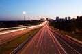 Light Trails on a Motorway at Dusk Royalty Free Stock Photo