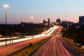 Light Trails on a Motorway at Dusk Royalty Free Stock Photo