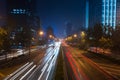 Light trails on motorway highway at night Royalty Free Stock Photo