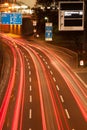 Blurred lights of a motorway at night Royalty Free Stock Photo