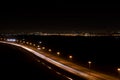 The light trails on night higtway. saint pitersburg Royalty Free Stock Photo