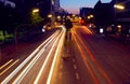 Light trails of night traffic in modern city Royalty Free Stock Photo