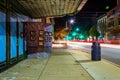 Light trails and the old movie theater in Hanover, Pennsylvania Royalty Free Stock Photo