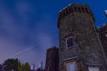 Light trails over an old castle Royalty Free Stock Photo