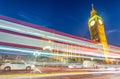 Light trails over Westminster, London Royalty Free Stock Photo