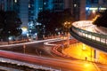 Light trails on the overpasses at night Royalty Free Stock Photo