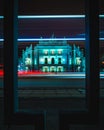 Light trails of passing cars in front of Yekaterinburg Academic Opera and Ballet Theatre Royalty Free Stock Photo