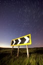 Light trails on a rural road, cat and fiddle Royalty Free Stock Photo