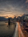 Light trails rush hour on the FDR drive in New York, USA