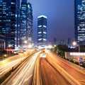 Light trails on shanghai financial center at night Royalty Free Stock Photo