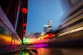 Light trails on the Singapore river Royalty Free Stock Photo