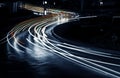 The light trails on the steet