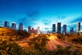 Light trails on the street at dusk Royalty Free Stock Photo