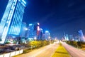 Light trails on the street at dusk Royalty Free Stock Photo