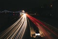 The light trails on the street in Ukraine Kyiv