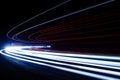 Light trails in tunnel. Art image. Long exposure photo taken in