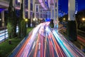 Light trails under the elevated road Royalty Free Stock Photo