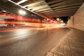 Light trails under the viaduct Royalty Free Stock Photo