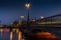 Light trails on the  Vasabron bridge in Stockholm at night - 1 Royalty Free Stock Photo