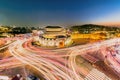 Light trails from vehicles on motorway at night seoul,korea Royalty Free Stock Photo