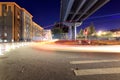 Light trails through the viaduct below Royalty Free Stock Photo