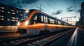 a light train travelling along a railway track