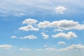 Light translucent cirrus and stratus clouds high in the blue summer sky. Different cloud types and atmospheric phenomena on a Royalty Free Stock Photo