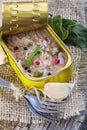 Light tuna in olive oil canned Royalty Free Stock Photo