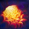 Light in tunnel, entrance to heaven, fire, entrance to hell original painting abstract art Royalty Free Stock Photo