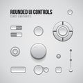 Light UI Controls Web Design Software Elements: Buttons, Switchers, Audio, Video, Joystick, Volume, Knob, Power, Arrows.