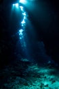 Light through the underwater cavern Royalty Free Stock Photo